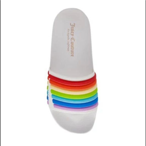 Juicy Couture Womens Wynnie Womens Slides, Size 6M White Rainbow. NEW IN BOX!! - Picture 3 of 6